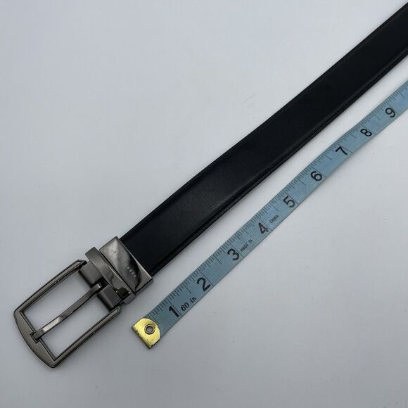 New PERRY ELLIS Reversible Leather Belt Men's 36x90 Black/Brown Professor Preppy - Picture 12 of 16